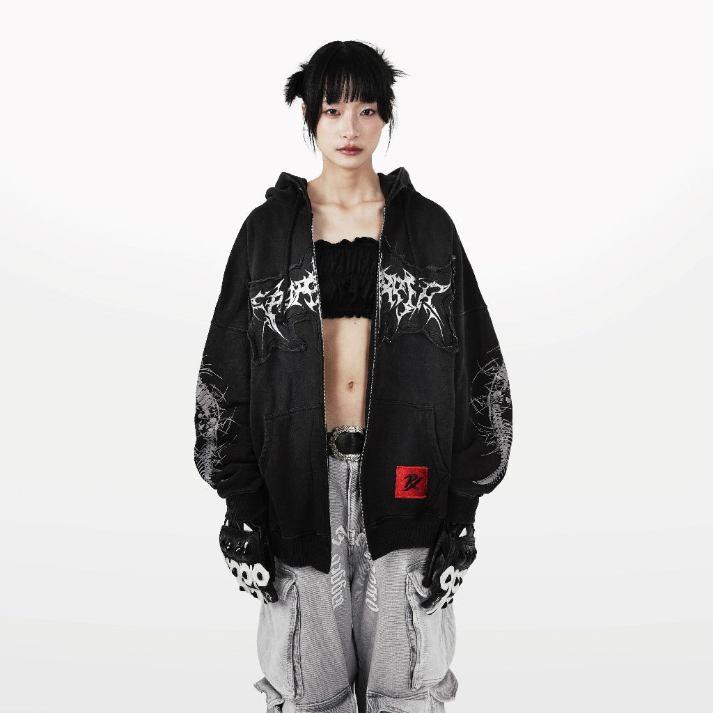 TAGGED x PRX - Spineblade Washed Zipper Hoodie – Official Tagged