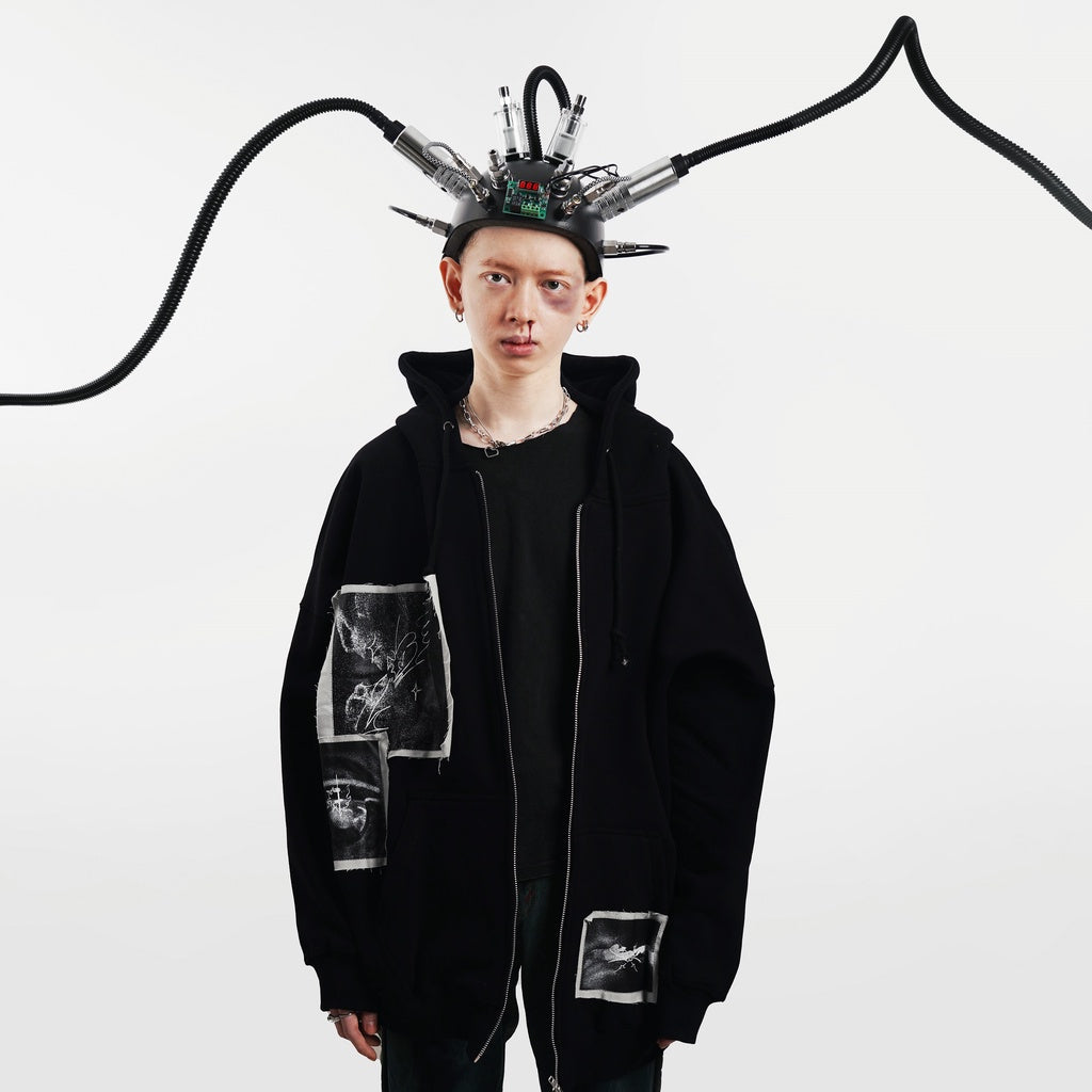 TAGGED - Strangers Oversized Mind Mess Zip Hoodie, Front Look