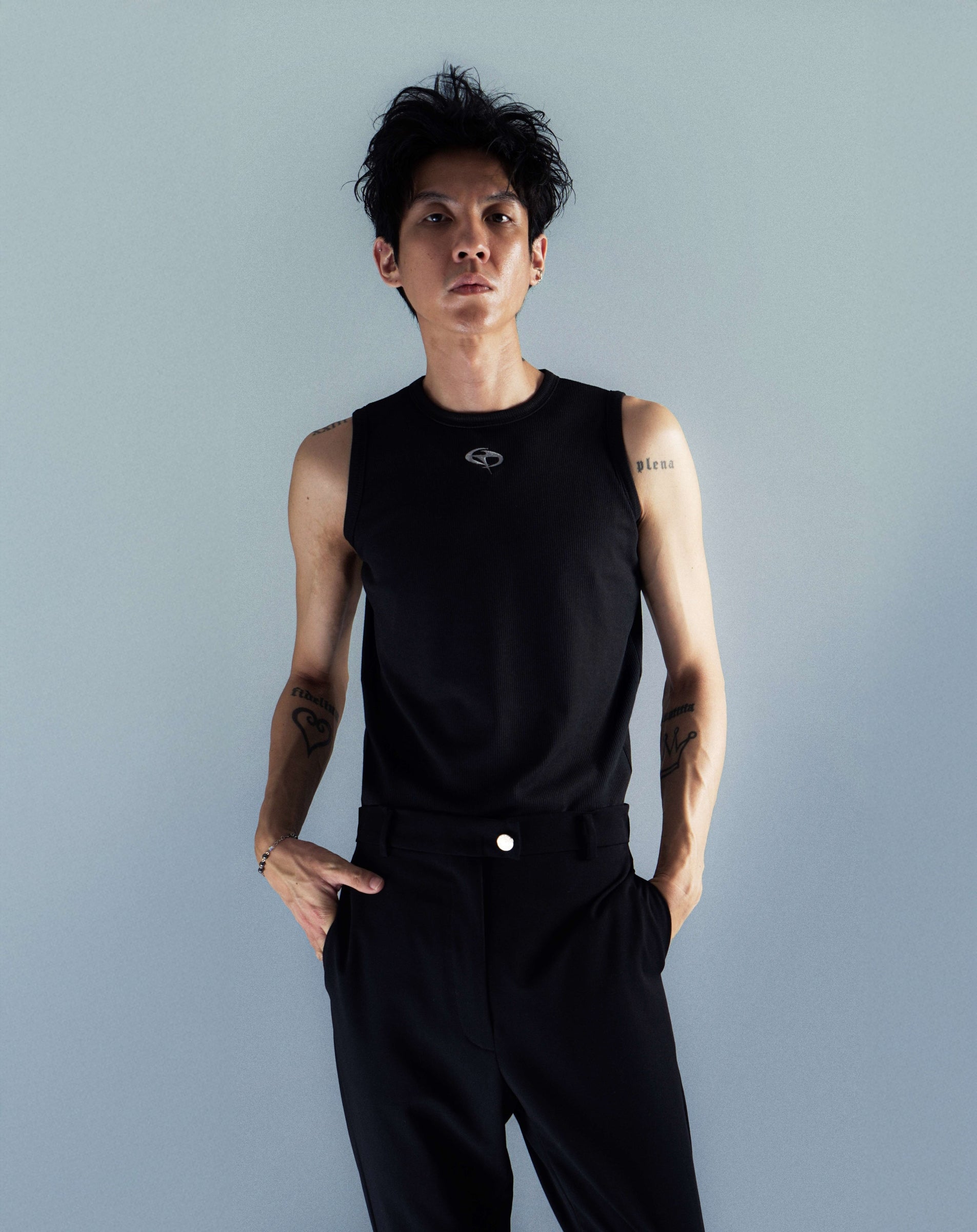 TAGGED x QUIN - Humaine Skeen Tanktop Black, Front Look