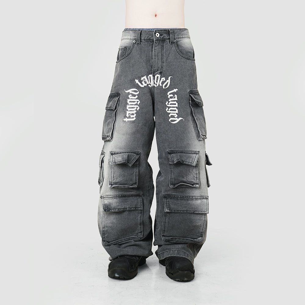 TAGGED - Riot Denim Baggy Cargo - Gray