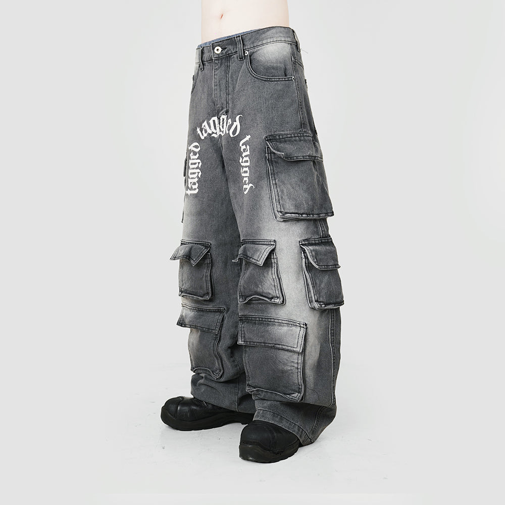TAGGED - Riot Denim Baggy Cargo - Gray