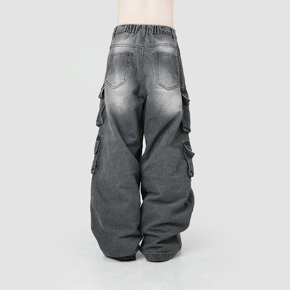 TAGGED - Riot Denim Baggy Cargo - Gray