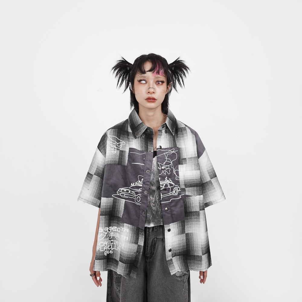 TAGGED - Trashed Picnic Trashed Gray Flannel Shirt