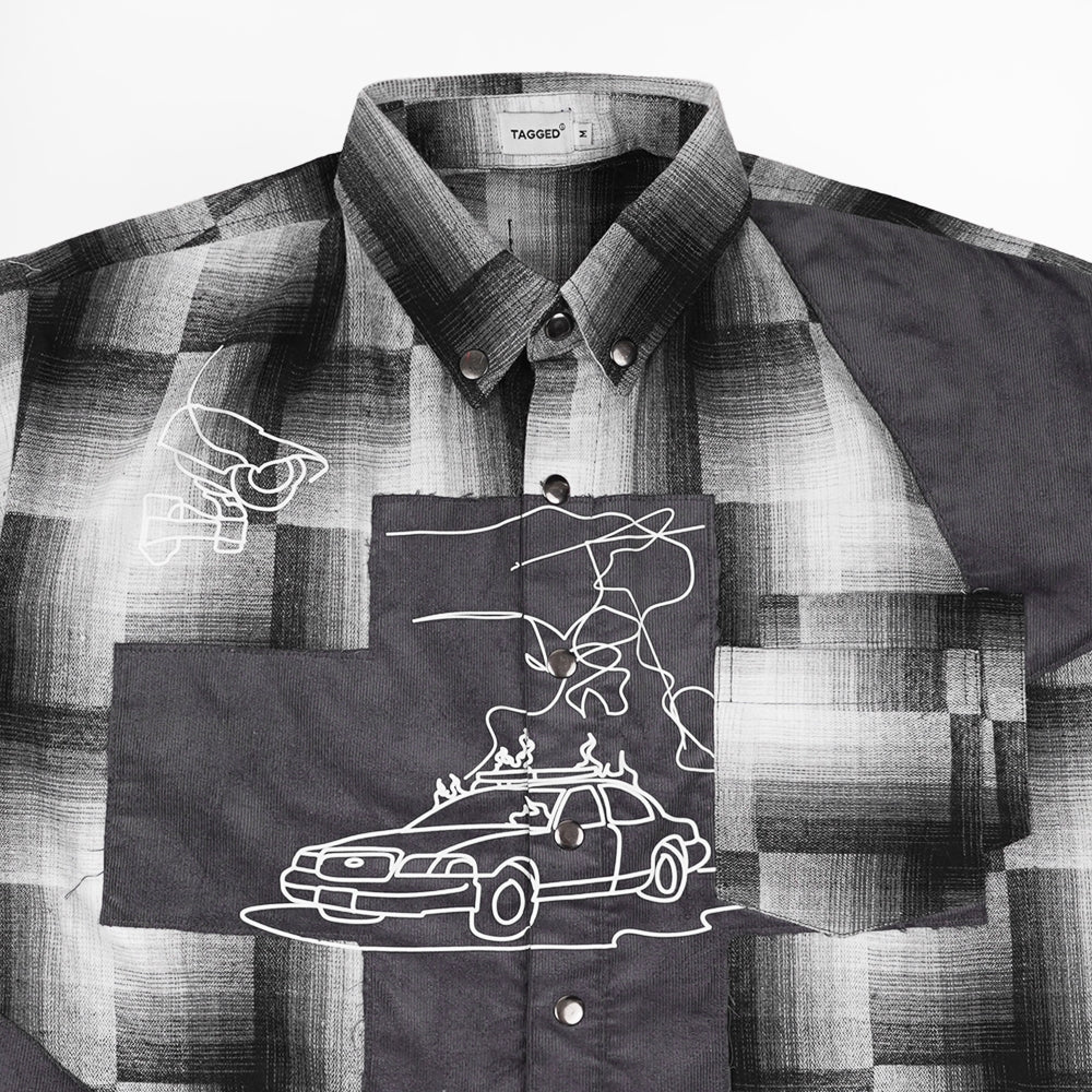 TAGGED - Trashed Picnic Trashed Gray Flannel Shirt