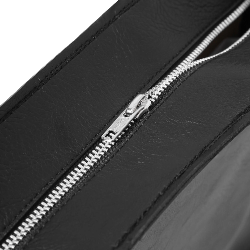 Silverstained Metal Logo Leather Bag