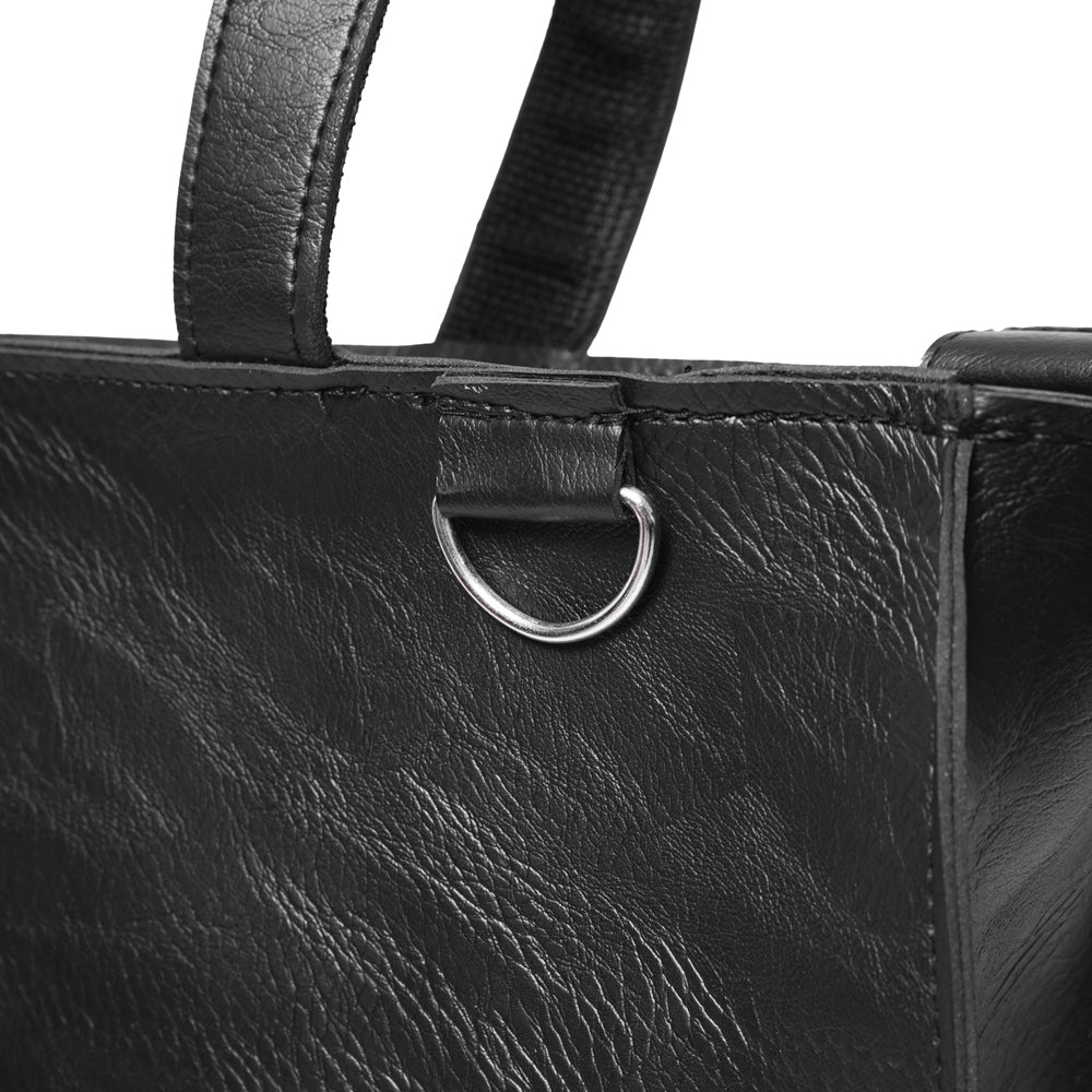 Silverstained Metal Logo Leather Bag